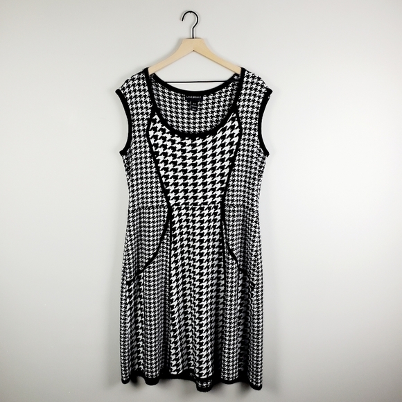 Lane Bryant Black White Houndstooth Dress 22/24 - Picture 2 of 13